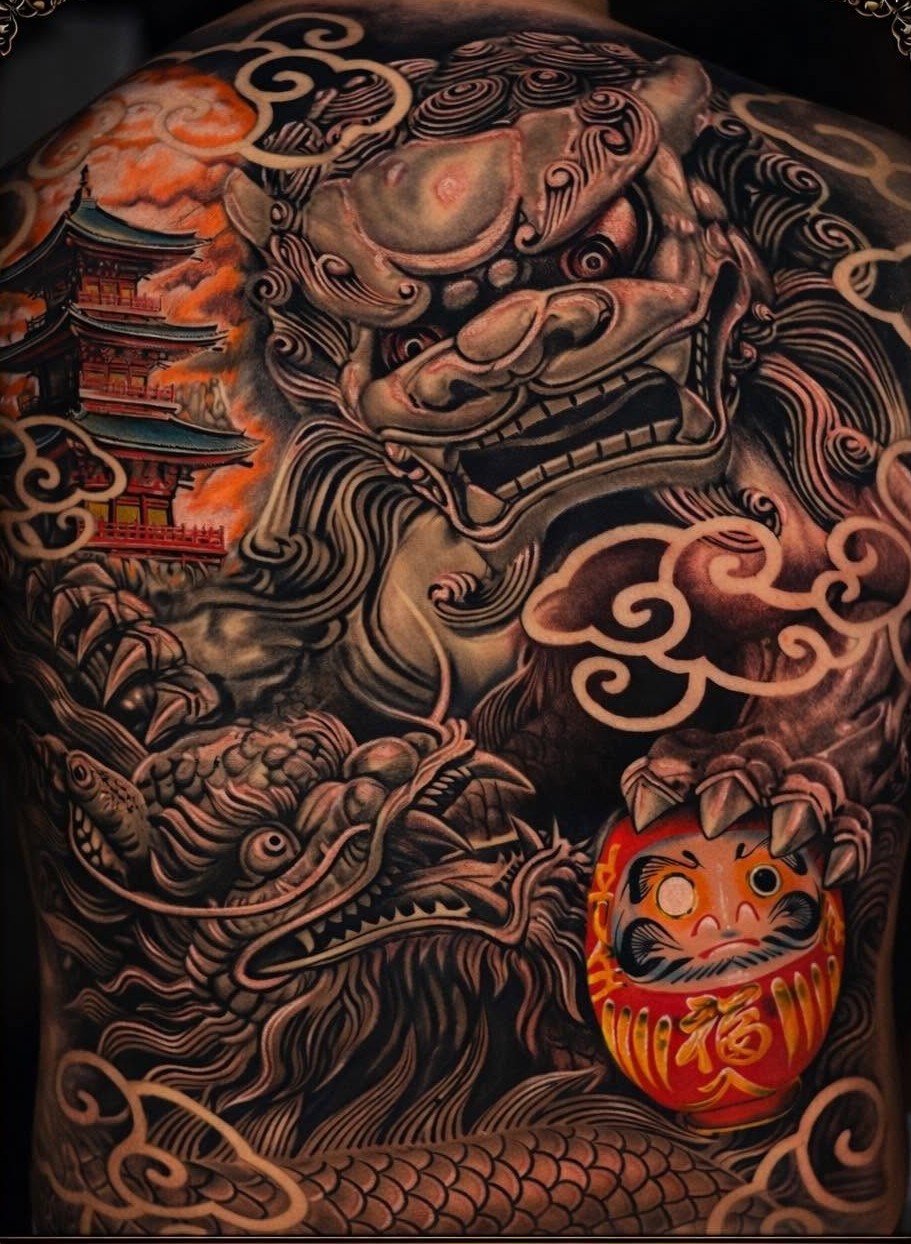 Oriental Composition, full back tattoo by Cong Bui